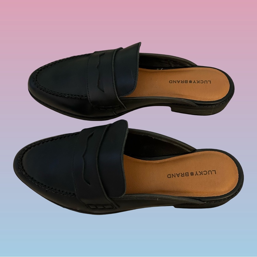 NWOT!LUCKY BRAND WOMEN’S MULE TYPE SLIP ON FLATS AND BLACK I” BOTTOM HEEL.SZ 10M - Picture 16 of 16